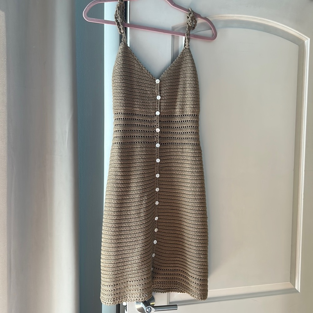 Tan Beige Crochet Dress